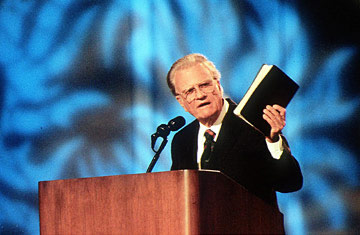 Billy Graham preaching w Bible